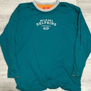 VTG NFL Miami Dolphins Heavweight Longsleeve Reversable Tee t shirt  sz XL RARE